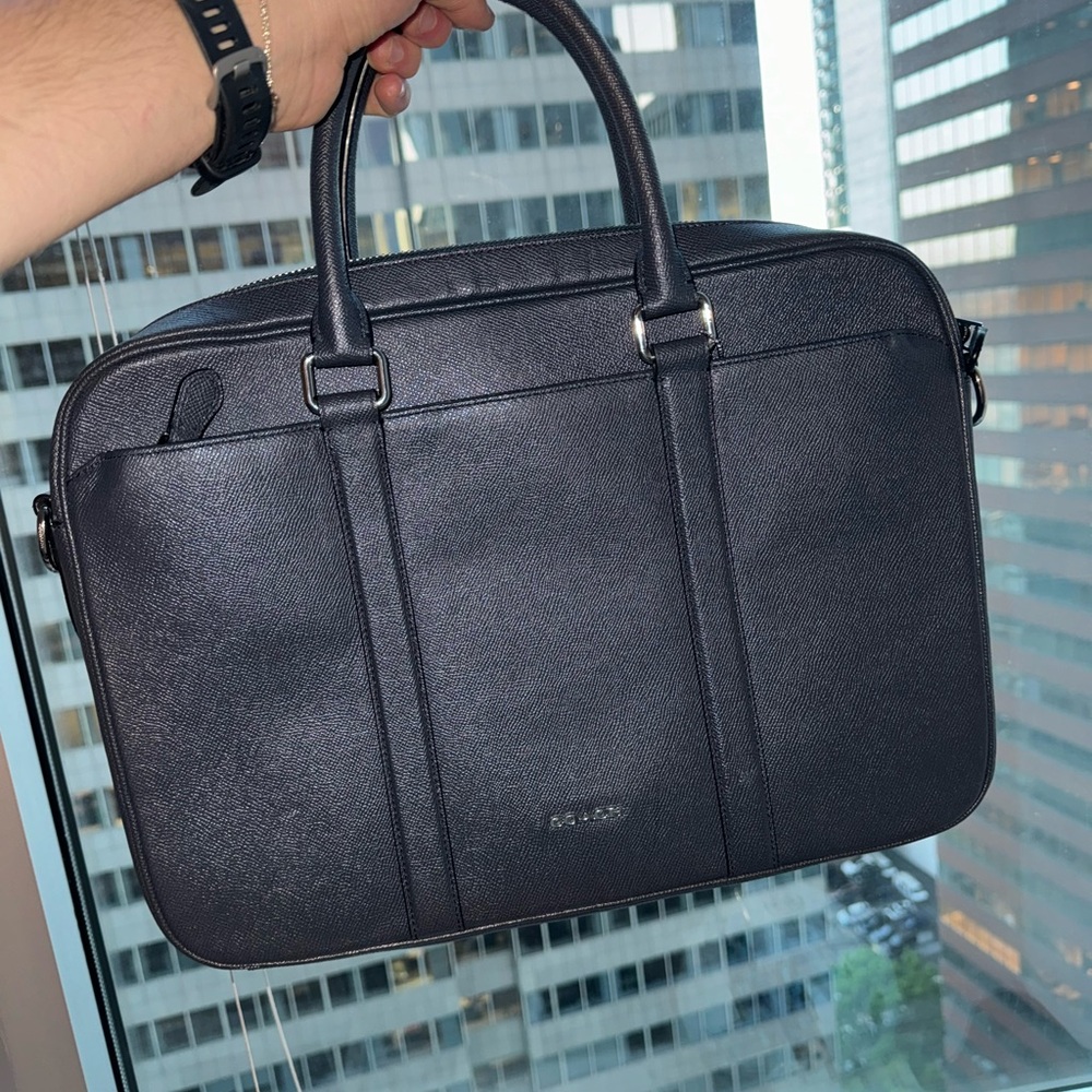 Dark Navy leather Coach briefcase
